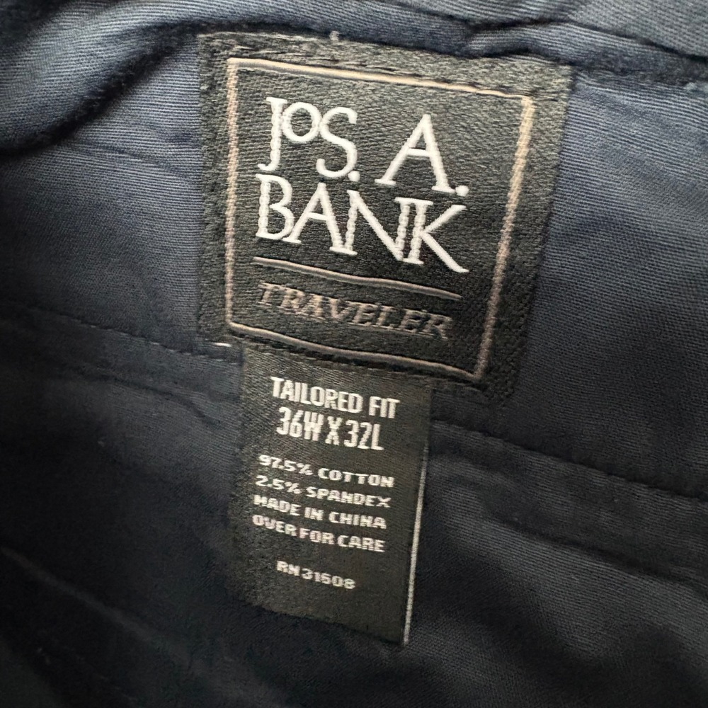 Jos. A. Bank Traveler Tailored Fit Navy Blue Dress Pants Mens 36W x 32L Stretch - Picture 4 of 5